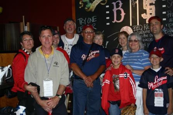 TEAM: Boston Red Sox CITY: Boston STADIUM: Fenway Park Here's a portion of our group on our baseball travel tour with famed pitcher, Bill 