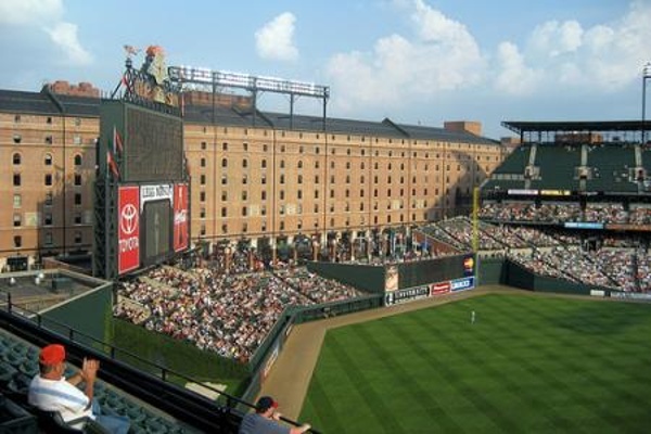 TEAMBaltimore Orioles CITY:Baltimore STADIUM:Oriole Park   A great shot of Camden Yard (or Oriole Park as it is called now) in Baltimore.