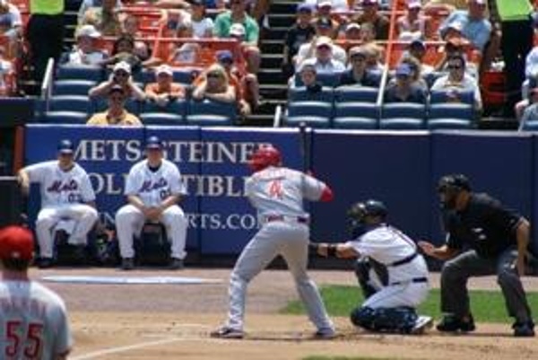 TEAM:Cincinnati Reds CITY:Cincinnati STADIUM:Citi Field   Here's a picture of Brandon Phillips batting in Shea Stadium. The picture is from our seats on one of our baseball travel tours.