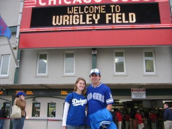 TEAMLos Angeles Dodgers CITY:Chicago STADIUM:Wrigley Field   My brother and his girlfriend at a Cubs and Dogers game. Although he lives in Chicago, he has managed to stay true to his team.