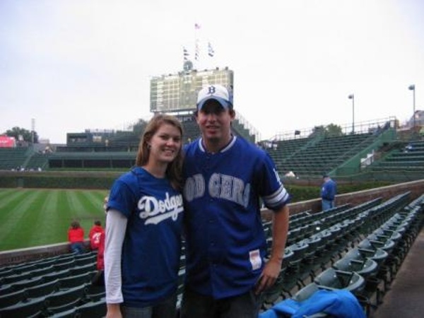 TEAMLos Angeles Dodgers CITY:Chicago STADIUM:Wrigley Field   Another picture of my brother at the classic Wrigley Field.