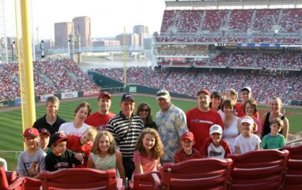 TEAM:Cincinnati Red CITY:Cincinnati STADIUM:Great American Ballpark   This was our first baseball tour in 2006. We were in a suite in Cincinnati with former Reds pitcher, Tom Browning.
