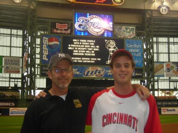 TEAM:Milwaukee Brewers CITY:Milwaukee STADIUM:Miller Park   Miller Field welcomes the Johnson boys...OK, old guy and young man.