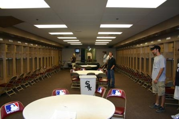 Team: Chicago White Sox City: Chicago Stadium: U.S. Cellular Field The visitors clubhouse at the Cell. We were on a private stadium tour.