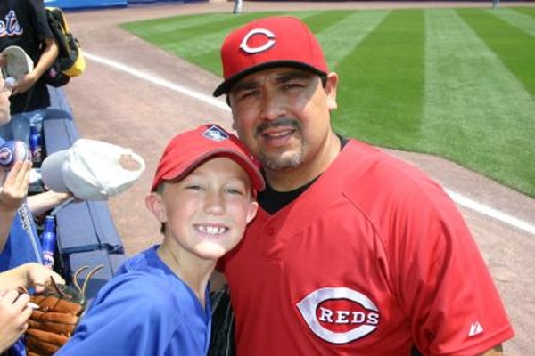 Team: Cincinnati Reds City: New York Stadium: Citi Field At Shea Stadium during batting practice...Eddie Guardado with my son...cool addition to any baseball road trip...