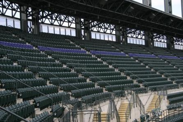 Team: Colorado Rockies City: Denver Stadium: Coors Field One row of purple seats that are actually one mile above sea level.