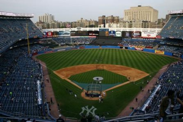 TEAM:New York Yankees CITY:New York STADIUM:Yankee Stadium   Upper deck shot of Yankee Stadium during batting practice.