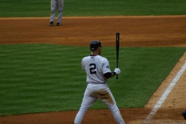 TEAM:New York Yankees CITY:New York STADIUM:Yankee Stadium   Derek Jeter stepping out of the box between pitches as is his routine...