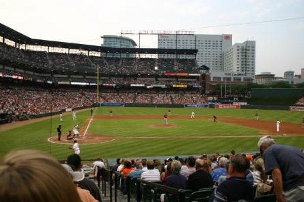 TEAM:Baltimore Orioles CITY:Baltimore STADIUM:Oriole Park   View from our seats on the first night of our baseball vacation package from Big League Tours.