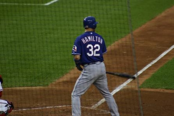 TEAM:Texas Rangers CITY:Washington D.C STADIUM:Nationals Park   Photo taken from our seats of Josh Hamilton batting at Nationals Park. The game went 14 innings and was won by a walk-off hit by the Nats.