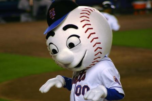 TEAM:New York Mets CITY:New York STADIUM:Citi Field   Mr. Met dancing on the dugout right in front of us.