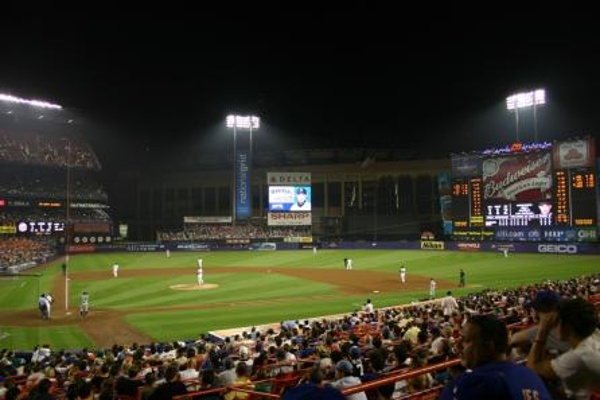 TEAM:New York Mets CITY:New York STADIUM:Citi Field   View of Shea at night.