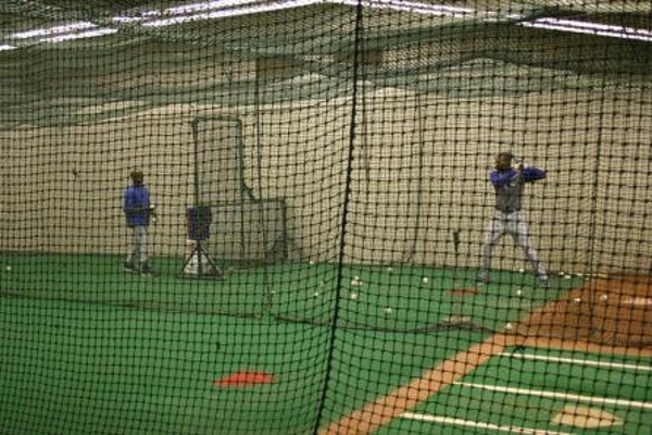 Team:Chicago Cubs City:Cleveland Stadium:Progressive Field  Juan Pierre in the underground batting cages at Jacobs Field.