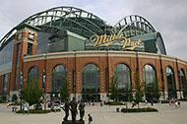 Team:Milwaukee Brewers City:Milwaukee Stadium:Miller Park  Outside Miller Park on one of our MLB trips.
