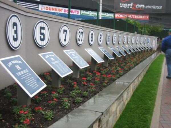 Team:New York Yankees City:New York Stadium:Yankee Stadium  Monument Park on a stadium tour.