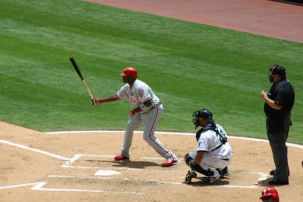 Team:Philadelphia Phillies City:Miami Stadium:Dolphin Stadium  Here's a photo of Ryan Howard in his familiar batting stance. We took this photo from our seats on a family tour to the Florida baseball stadiums.