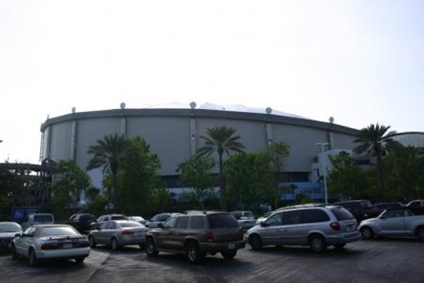 Team:Tampa Bay Rays City:Tampa Bay Stadium:Tropicana Field  Tropicana Field from the parking lot. Didn't realize that the dome was slanted...