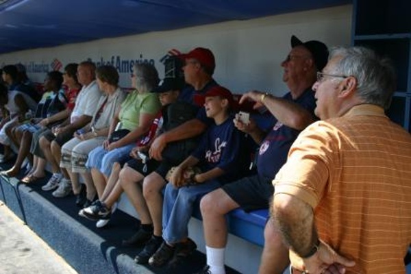Team:New York Yankees City:New York Stadium:Yankee Stadium  Our group tour in the Yankees dugout.
