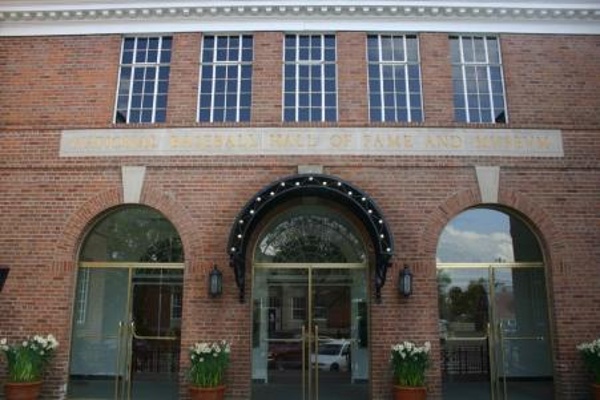 CITY:Cooperstown STADIUM:Hall of Fame Museum   Front entrance to the Hall of Fame. We spent the full day here on our small group tour.