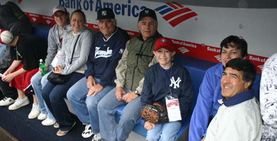In the dugout at Yankee Stadium