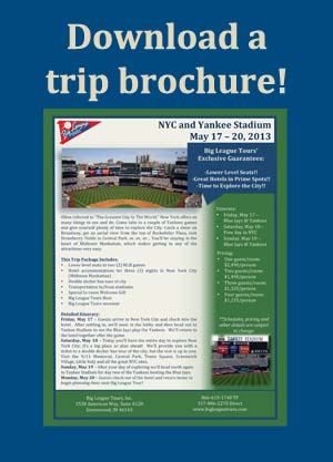 trip brochure, 2013 baseball tour