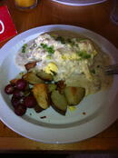 Cheddar biscuits and gravy at Lucky's Cafe