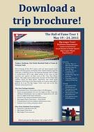 trip brochure, baseball tour package details
