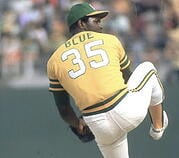 Vida Blue pitching for the Oakland A's