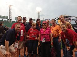 Group tour on the field at Fenway Park